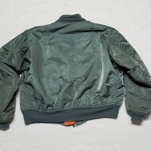 VINTAGE 80s US Army Green Orange Reversible Flyers Jacket Flight Jacket Airforce - Picture 9 of 16